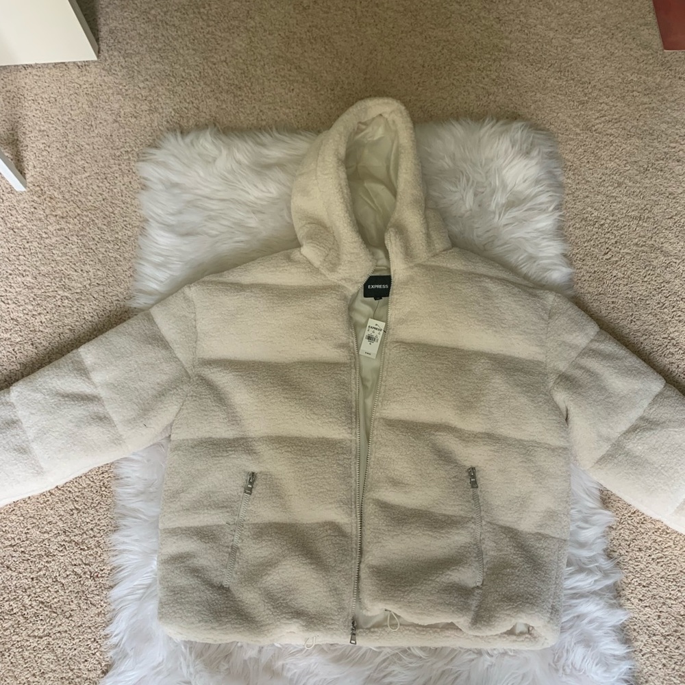 Cozy Cropped Sherpa Puffer Jacket - Picture 2 of 4